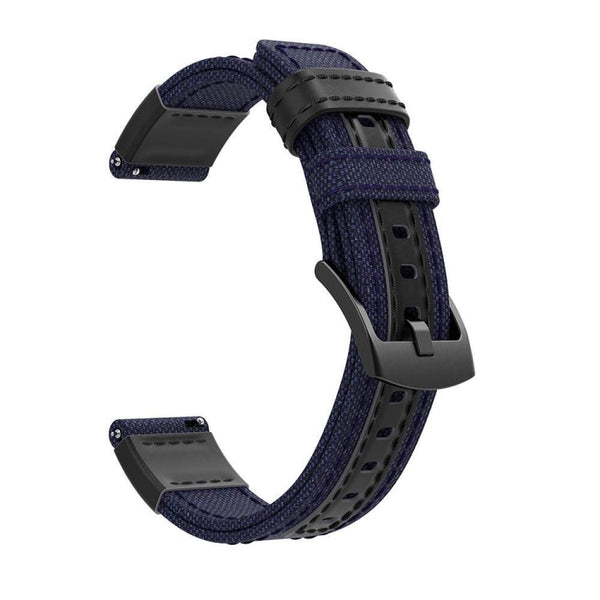 For Fossil Fossil Gen5 Carlyle Canvas Leather Nylon Watch Band(Blue)