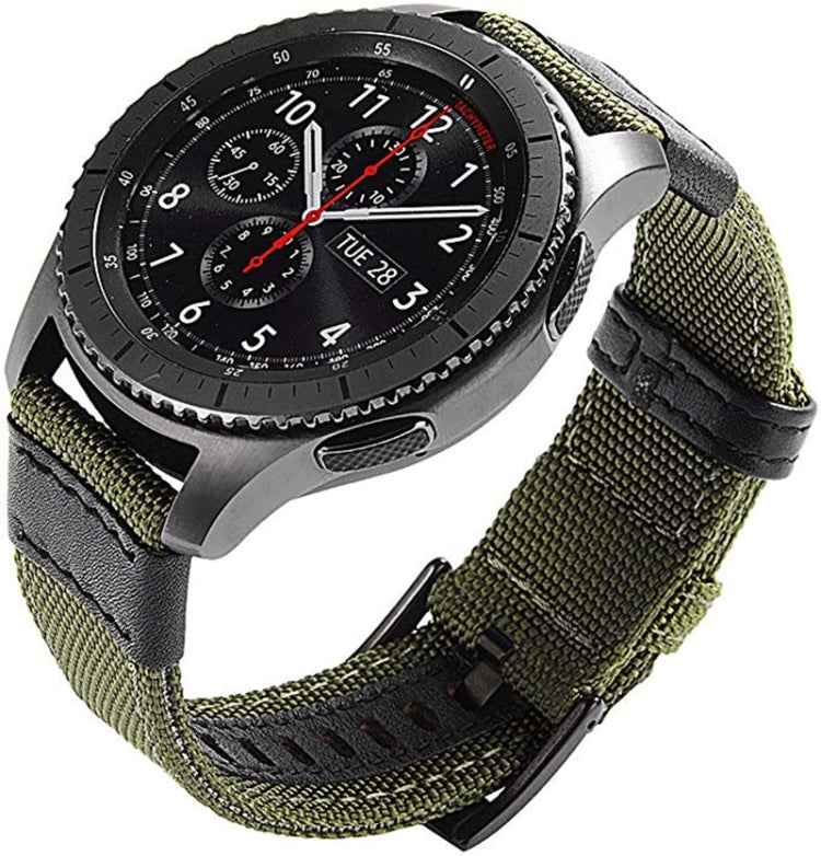 For Fossil Fossil Gen5 Carlyle Canvas Leather Nylon Watch Band(Army Green)