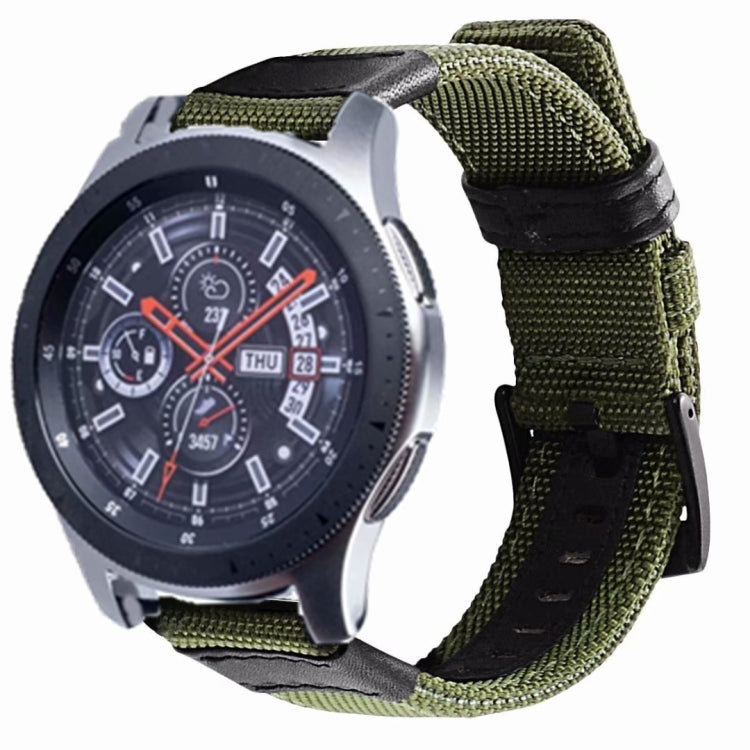For Fossil Fossil Gen5 Carlyle Canvas Leather Nylon Watch Band(Army Green)