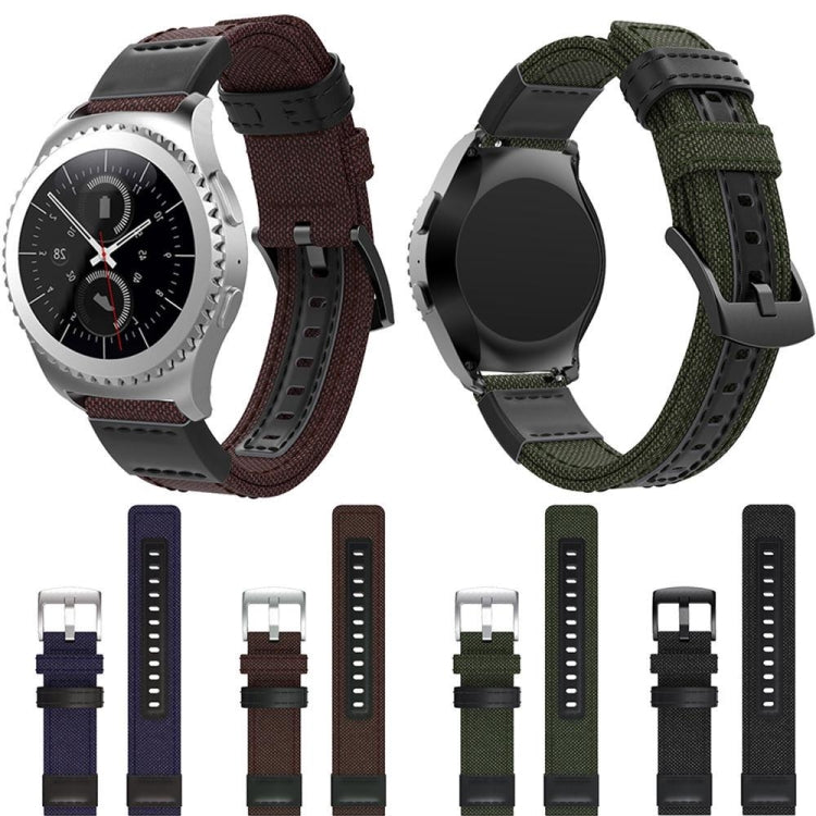 For Fossil Fossil Gen5 Carlyle Canvas Leather Nylon Watch Band(Army Green)