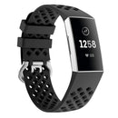 For Fitbit Charge 3 / 4 Hollow Square Silicone Watch Band Wristband(Black)