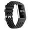 For Fitbit Charge 3 / 4 Hollow Square Silicone Watch Band Wristband(Black)