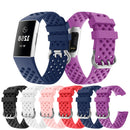 For Fitbit Charge 3 / 4 Hollow Square Silicone Watch Band Wristband(Dark Blue)