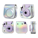 Richwell Portable Aurora PU Leather Camera Case Camera Bag with Shoulder Strap, Suitable for Fujifilm Instax Mini 11(Silver)