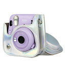 Richwell Portable Aurora PU Leather Camera Case Camera Bag with Shoulder Strap, Suitable for Fujifilm Instax Mini 11(Silver)