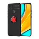 For Xiaomi Redmi 9C Metal Ring Holder 360 Degree Rotating TPU Case(Black+Red)