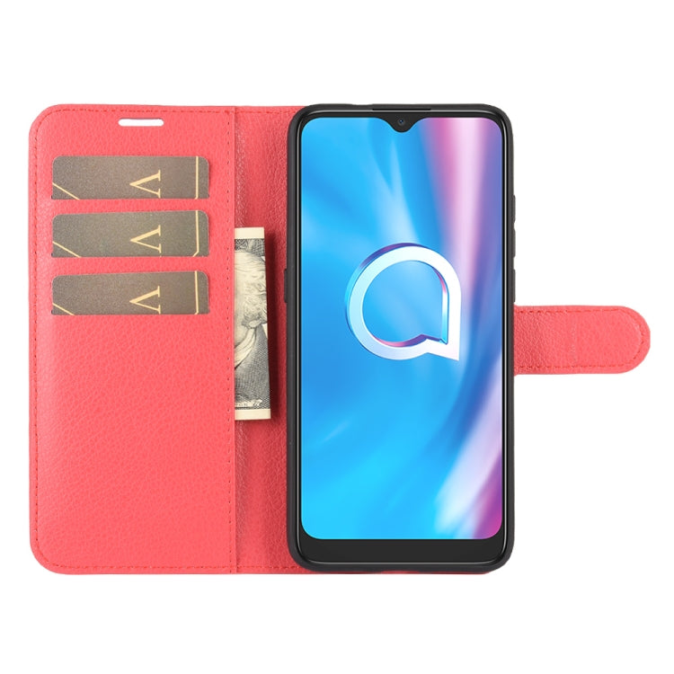 For Alcatel 1SE 2020 Litchi Texture Horizontal Flip Protective Case with Holder & Card Slots & Wallet(Red)