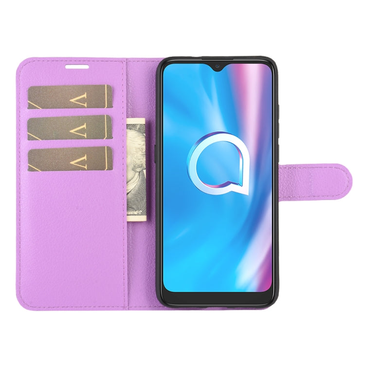 For Alcatel 1SE 2020 Litchi Texture Horizontal Flip Protective Case with Holder & Card Slots & Wallet(Purple)