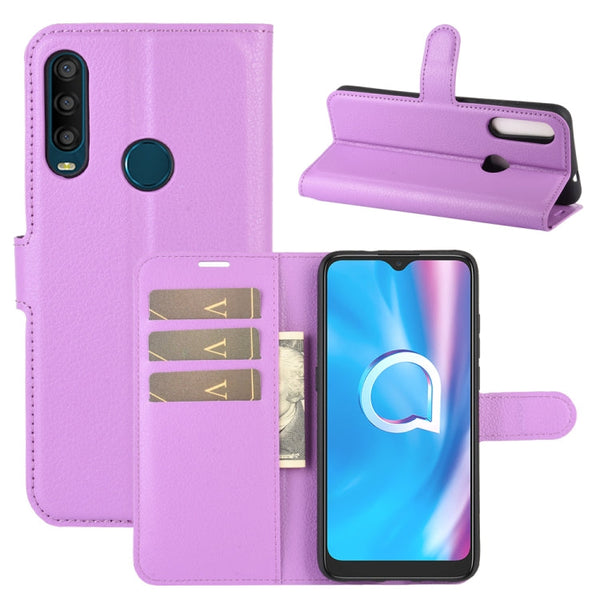 For Alcatel 1SE 2020 Litchi Texture Horizontal Flip Protective Case with Holder & Card Slots & Wallet(Purple)