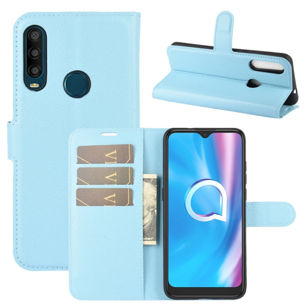 For Alcatel 1SE 2020 Litchi Texture Horizontal Flip Protective Case with Holder & Card Slots & Wallet(Blue)