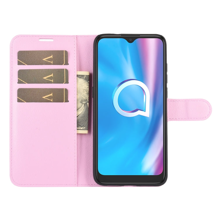 For Alcatel 1SE 2020 Litchi Texture Horizontal Flip Protective Case with Holder & Card Slots & Wallet(Pink)