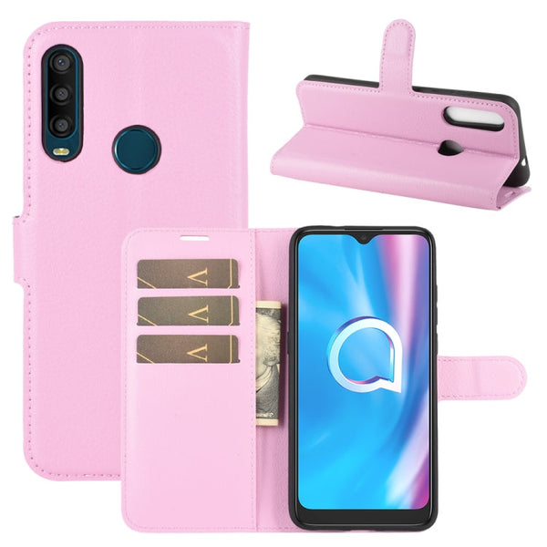 For Alcatel 1SE 2020 Litchi Texture Horizontal Flip Protective Case with Holder & Card Slots & Wallet(Pink)