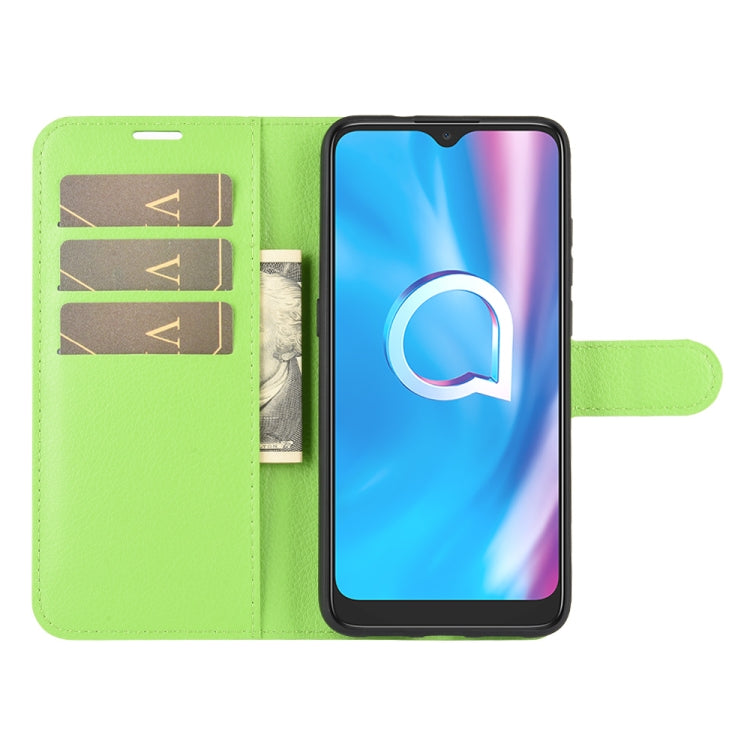 For Alcatel 1SE 2020 Litchi Texture Horizontal Flip Protective Case with Holder & Card Slots & Wallet(Green)