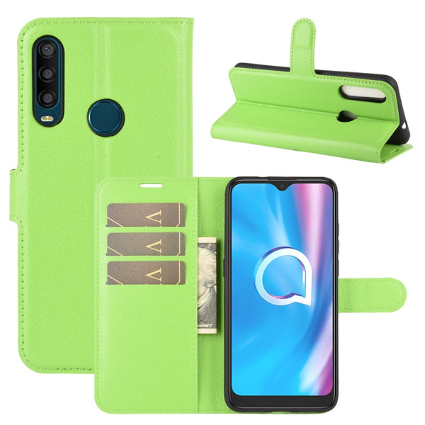 For Alcatel 1SE 2020 Litchi Texture Horizontal Flip Protective Case with Holder & Card Slots & Wallet(Green)