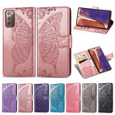 For Samsung Galaxy Note 20 Ultra Butterfly Love Flower Embossed Horizontal Flip Leather Case with Bracket / Card Slot / Wallet / Lanyard(Rose Gold)