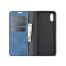 For Xiaomi Redmi 9A Retro-skin Business Magnetic Suction Leather Case with Holder & Card Slots & Wallet(Dark Blue)