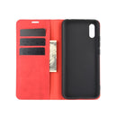 For Xiaomi Redmi 9A Retro-skin Business Magnetic Suction Leather Case with Holder & Card Slots & Wallet(Red)
