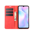 For Xiaomi Redmi 9A Retro-skin Business Magnetic Suction Leather Case with Holder & Card Slots & Wallet(Red)