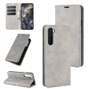 For OnePlus Nord Retro-skin Business Magnetic Suction Leather Case with Holder & Card Slots & Wallet(Grey)