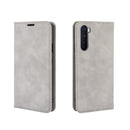 For OnePlus Nord Retro-skin Business Magnetic Suction Leather Case with Holder & Card Slots & Wallet(Grey)