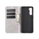 For OnePlus Nord Retro-skin Business Magnetic Suction Leather Case with Holder & Card Slots & Wallet(Grey)