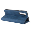 For OnePlus Nord Retro-skin Business Magnetic Suction Leather Case with Holder & Card Slots & Wallet(Dark Blue)
