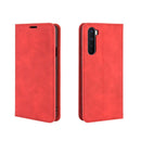For OnePlus Nord Retro-skin Business Magnetic Suction Leather Case with Holder & Card Slots & Wallet(Red)