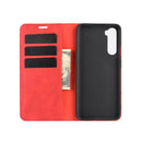 For OnePlus Nord Retro-skin Business Magnetic Suction Leather Case with Holder & Card Slots & Wallet(Red)