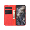 For OnePlus Nord Retro-skin Business Magnetic Suction Leather Case with Holder & Card Slots & Wallet(Red)