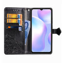 For Xiaomi Redmi 9A Halfway Mandala Embossing Pattern Horizontal Flip Leather Case with Holder & Card Slots & Wallet & Lanyard(Black)