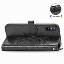 For Xiaomi Redmi 9A Halfway Mandala Embossing Pattern Horizontal Flip Leather Case with Holder & Card Slots & Wallet & Lanyard(Black)