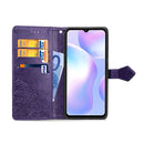 For Xiaomi Redmi 9A Halfway Mandala Embossing Pattern Horizontal Flip Leather Case with Holder & Card Slots & Wallet & Lanyard(Purple)