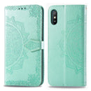 For Xiaomi Redmi 9A Halfway Mandala Embossing Pattern Horizontal Flip Leather Case with Holder & Card Slots & Wallet & Lanyard(Green)