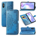 For Xiaomi Redmi 9A Halfway Mandala Embossing Pattern Horizontal Flip Leather Case with Holder & Card Slots & Wallet & Lanyard(Blue)