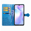 For Xiaomi Redmi 9A Halfway Mandala Embossing Pattern Horizontal Flip Leather Case with Holder & Card Slots & Wallet & Lanyard(Blue)