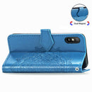For Xiaomi Redmi 9A Halfway Mandala Embossing Pattern Horizontal Flip Leather Case with Holder & Card Slots & Wallet & Lanyard(Blue)