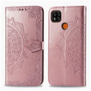 For Xiaomi Redmi 9C Halfway Mandala Embossing Pattern Horizontal Flip Leather Case with Holder & Card Slots & Wallet & Lanyard(Rose Gold)