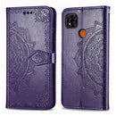 For Xiaomi Redmi 9C Halfway Mandala Embossing Pattern Horizontal Flip Leather Case with Holder & Card Slots & Wallet & Lanyard(Purple)