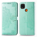 For Xiaomi Redmi 9C Halfway Mandala Embossing Pattern Horizontal Flip Leather Case with Holder & Card Slots & Wallet & Lanyard(Green)