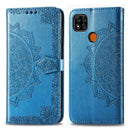 For Xiaomi Redmi 9C Halfway Mandala Embossing Pattern Horizontal Flip Leather Case with Holder & Card Slots & Wallet & Lanyard(Blue)