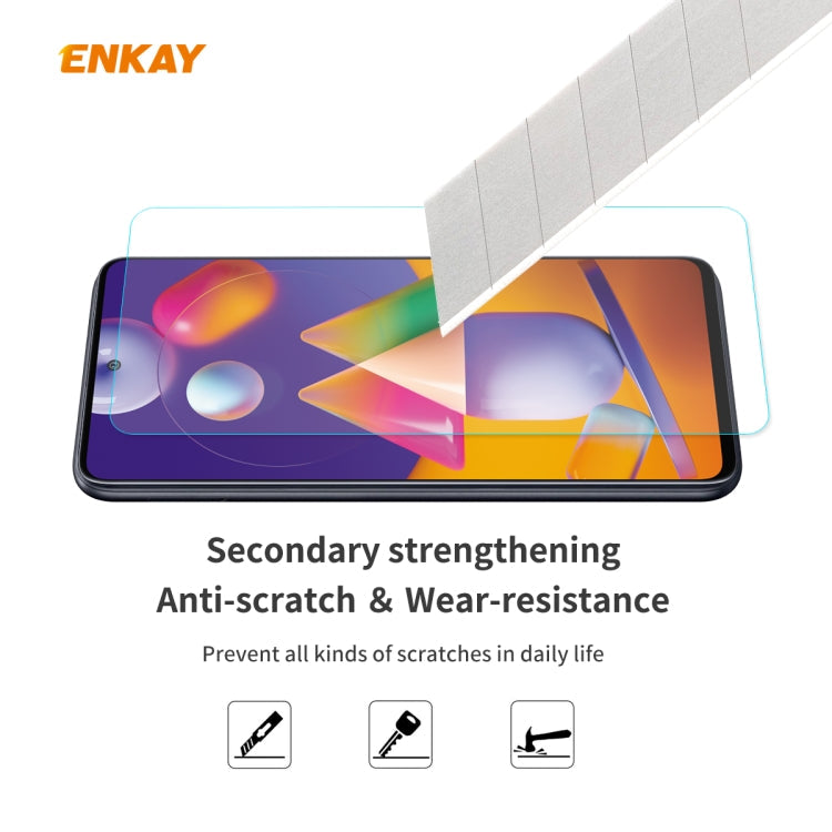 For Samsung Galaxy M31s 5 PCS ENKAY Hat-Prince 0.26mm 9H 2.5D Curved Edge Tempered Glass Film