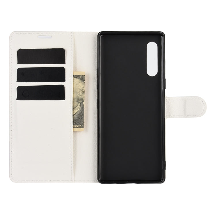For LG Velvet Litchi Texture Horizontal Flip Protective Case with Holder & Card Slots & Wallet(White)