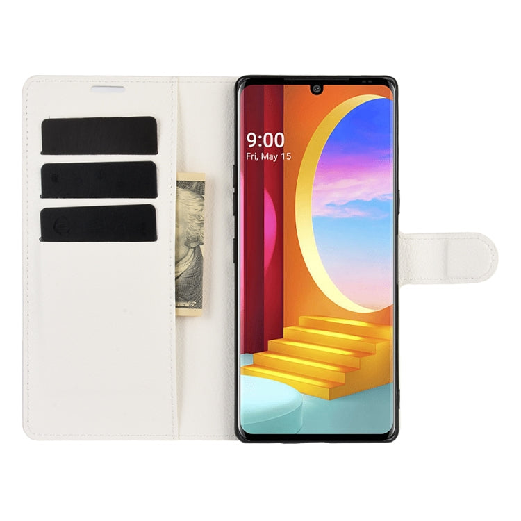 For LG Velvet Litchi Texture Horizontal Flip Protective Case with Holder & Card Slots & Wallet(White)