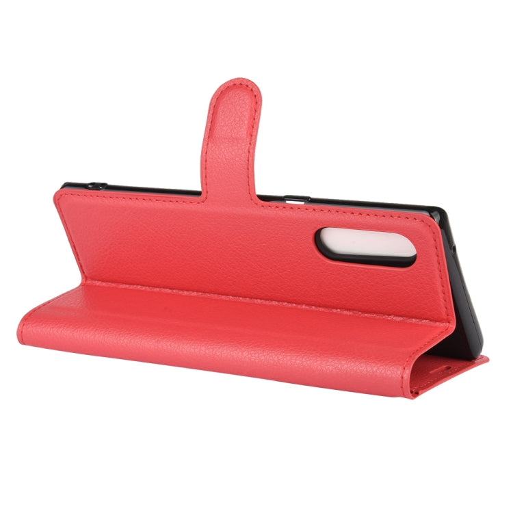 For LG Velvet Litchi Texture Horizontal Flip Protective Case with Holder & Card Slots & Wallet(Red)