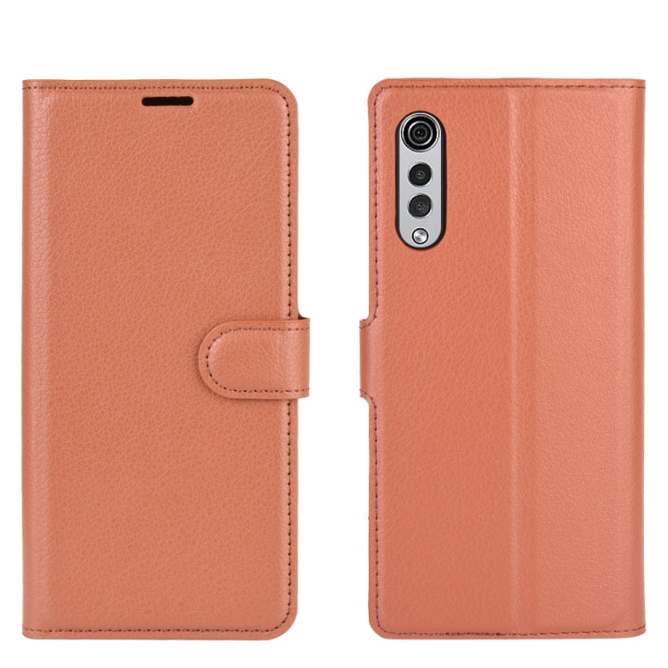 For LG Velvet Litchi Texture Horizontal Flip Protective Case with Holder & Card Slots & Wallet(Brown)