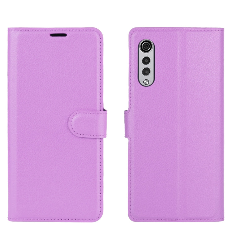 For LG Velvet Litchi Texture Horizontal Flip Protective Case with Holder & Card Slots & Wallet(Purple)