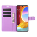 For LG Velvet Litchi Texture Horizontal Flip Protective Case with Holder & Card Slots & Wallet(Purple)