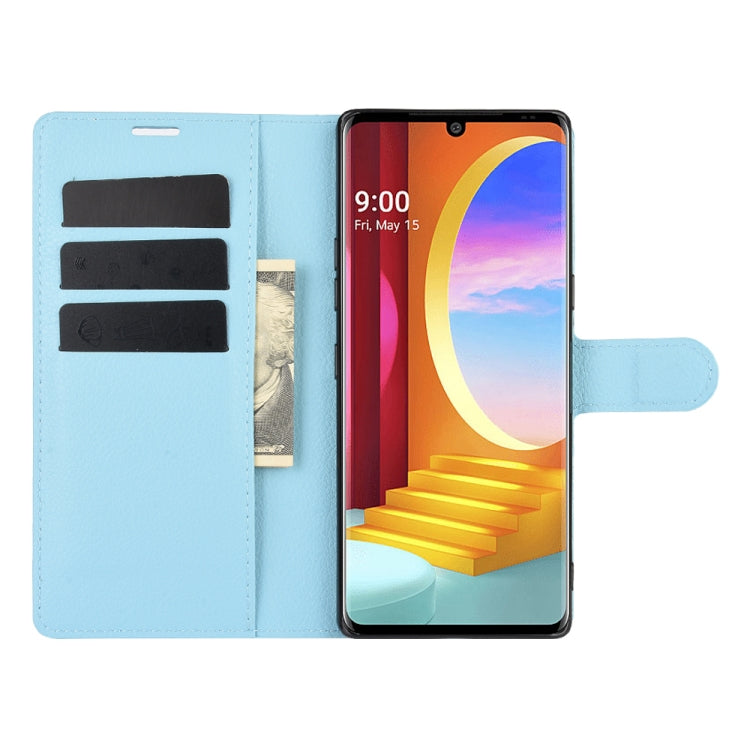For LG Velvet Litchi Texture Horizontal Flip Protective Case with Holder & Card Slots & Wallet(Blue)