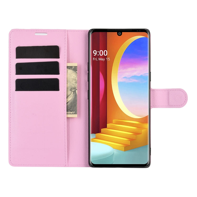 For LG Velvet Litchi Texture Horizontal Flip Protective Case with Holder & Card Slots & Wallet(Pink)