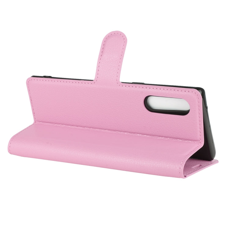 For LG Velvet Litchi Texture Horizontal Flip Protective Case with Holder & Card Slots & Wallet(Pink)
